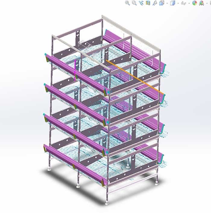 Étendant la cage automatique de poulet d'oeufs, la ferme de large échelle s'étendent librement cage de poulet